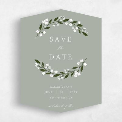 Green Diamond Wedding Save the Date - Ortensia Portrait