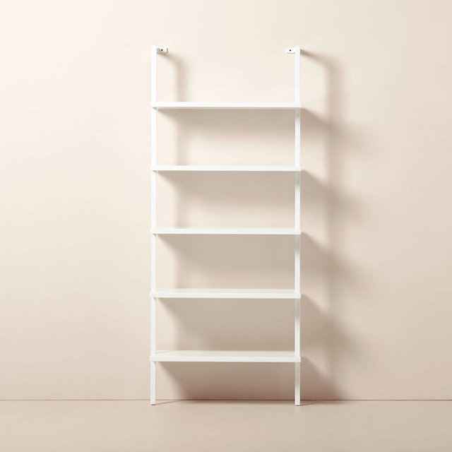 Stairway 72.5" White Metal Wall Mount Bookcase