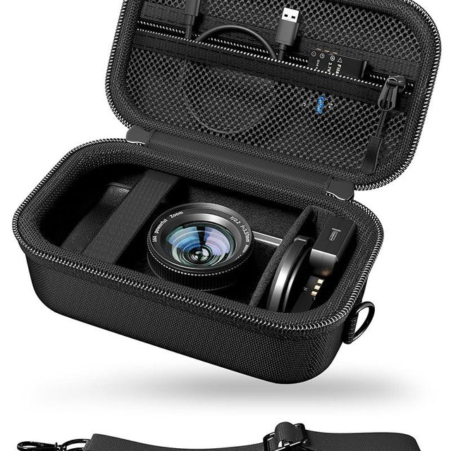 ProCase Hard 4K Digital Camera Case for VJIANGER, JGIPL, Duluvulu, Zostuic, Oiadek, Lecnippy, NIKICAM Camera Accessories, Protective Vlogging Travel Carrying Storage Bag with Shoulder Strap -Black