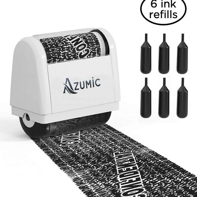 STAMP01 - Azumic Identity Theft Protection Roller Stamp 6 Pack Refills - Confidential Anti Theft Prevention Stamps - Uses for Address Blocker, Junk Mail, Bank Statement