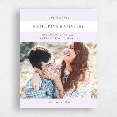 Lilac, Purple Wedding Save the Date - Potter Stripe