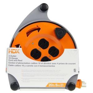 Home Depot - 20 ft. 16/3 Cord Reel with 4-Outlets
