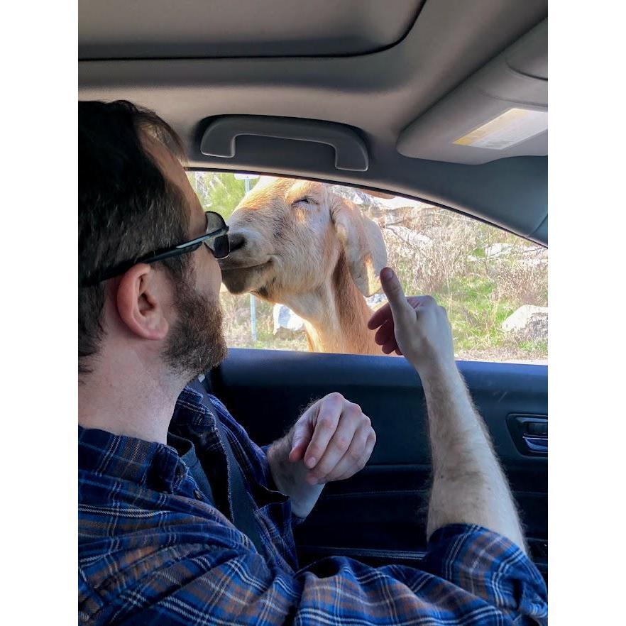 Another photo from our Canyon Lake trip - a quick kiss from a friendly local goat