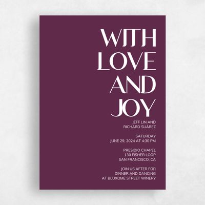 Plum, Purple Wedding Invitation - Millsboro Portrait