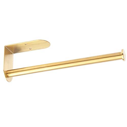 OBODING Paper Towel Holder, Self Adhesive or Drilling, Under Cabinet Paper Towel Holder Wall Mount, 304 Stainless Steel Towel Rack for Kitchen, Cabinet, Bathroom (1 Pack, Gold)