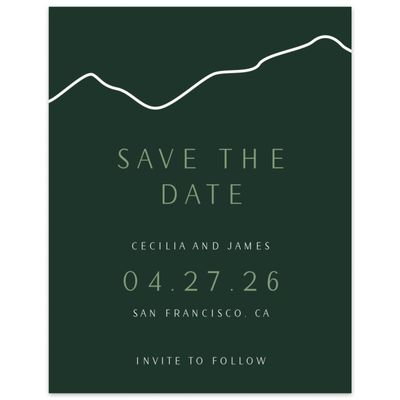 Green Modern Wedding Digital Save the Date - Cedarcrest Portrait