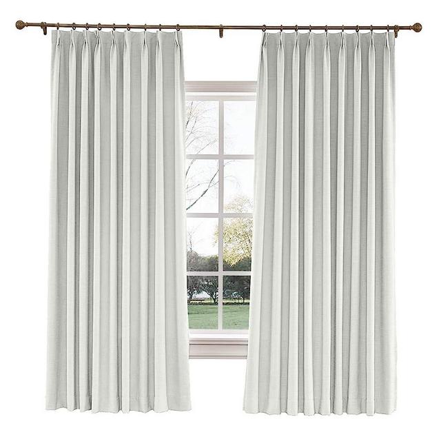 TWOPAGES 52 W x 96 L inch Pinch Pleat Darkening Drape Faux Linen Curtain with Blackout Lining Drapery Panel for Living Room Bedroom Meetingroom Club Theater Patio Door (1 Panel),Ivory White