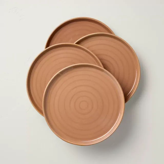 4pk 8.5" Flared Brim Stoneware Salad Plate Cosmic Rust - Hearth & Hand™ with Magnolia