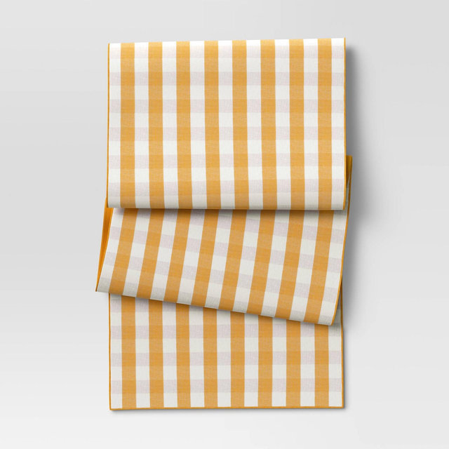 90" x 20" Cotton Gingham Check Table Runner Yellow - Threshold™