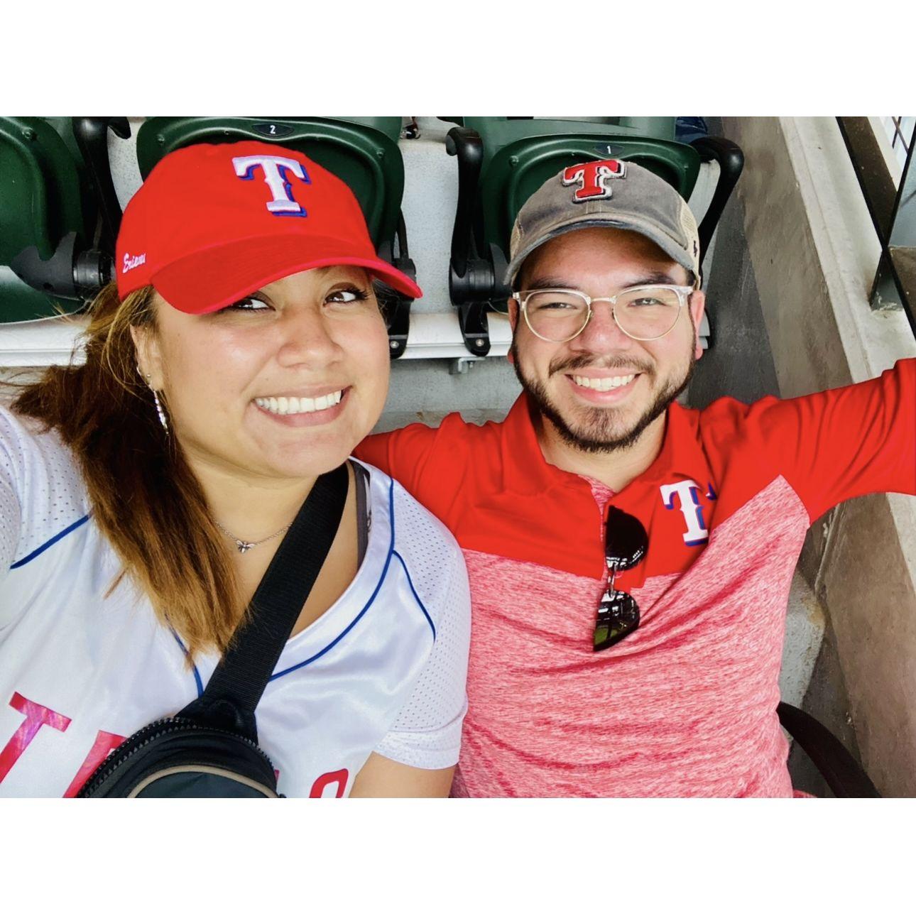 Eriene's very first baseball game! Josef took her as a birthday gift and got a jersey and custom hat for the big game!