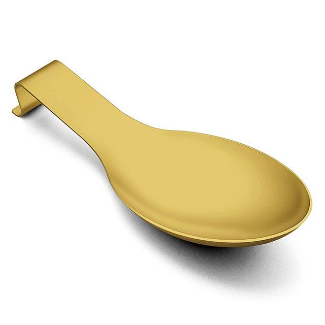 Homikit Gold Spoon Rest for Kitchen Counter Stove Top, Stainless Steel Utensil Rest Ladle Spatula Holder, Heavy Duty, Dishwasher Safe