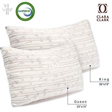 Clara Clark Shredded Memory Foam King (Cal-King) Size Pillow with Removable Washable Pillow Cover Set of 2