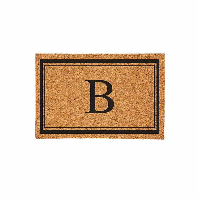 Evergreen Monogram Large Coir Doormat, 36x24 Inches Front Door Mat for Outdoor Indoor Entrance, Welcome Mat, Non Slip Doorway Mat for Home Decor Housewarming Gift, Letter B