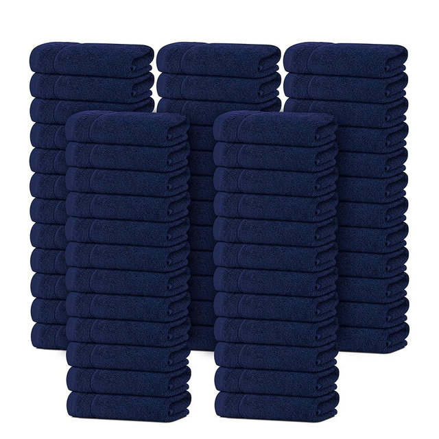 Tens Towels Pack of 60 Washcloths, 12 x 12 Inches, Lighter Weight, Quick to Dry, Super Soft & Absorbent, Gentle Face Towels, Hotel Quality, Perfect for Bathroom, Gym, Spa (Navy, 60 Pack)