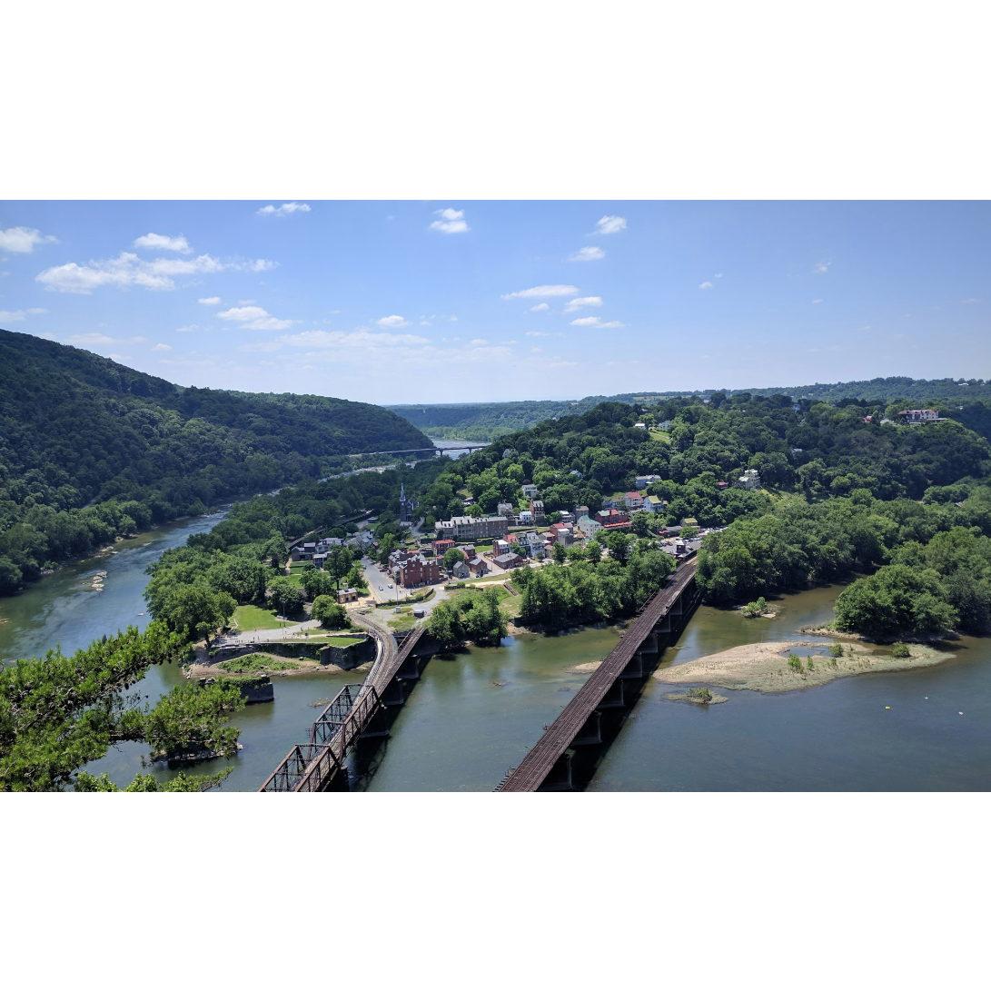 view from Maryland Heights hiking trail where the Shenandoah meets the Potomac
