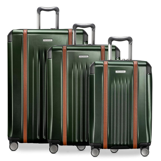 Ricardo Beverly Hills Montecito 2.0 3-Piece Set Hardside with Dual Spinning Wheels, Expandable with Comfort Grip for Easy Packing and Moving, Men and Women, Hunter Green