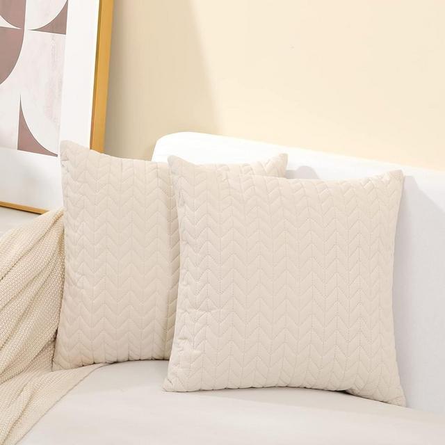 Sioloc Set of 2 Decorative Throw Pillow Covers 16x16 Inch Pillowcases Soft Square Cushion Covers Farmhouse Home Decor Sofa Bed Bedroom