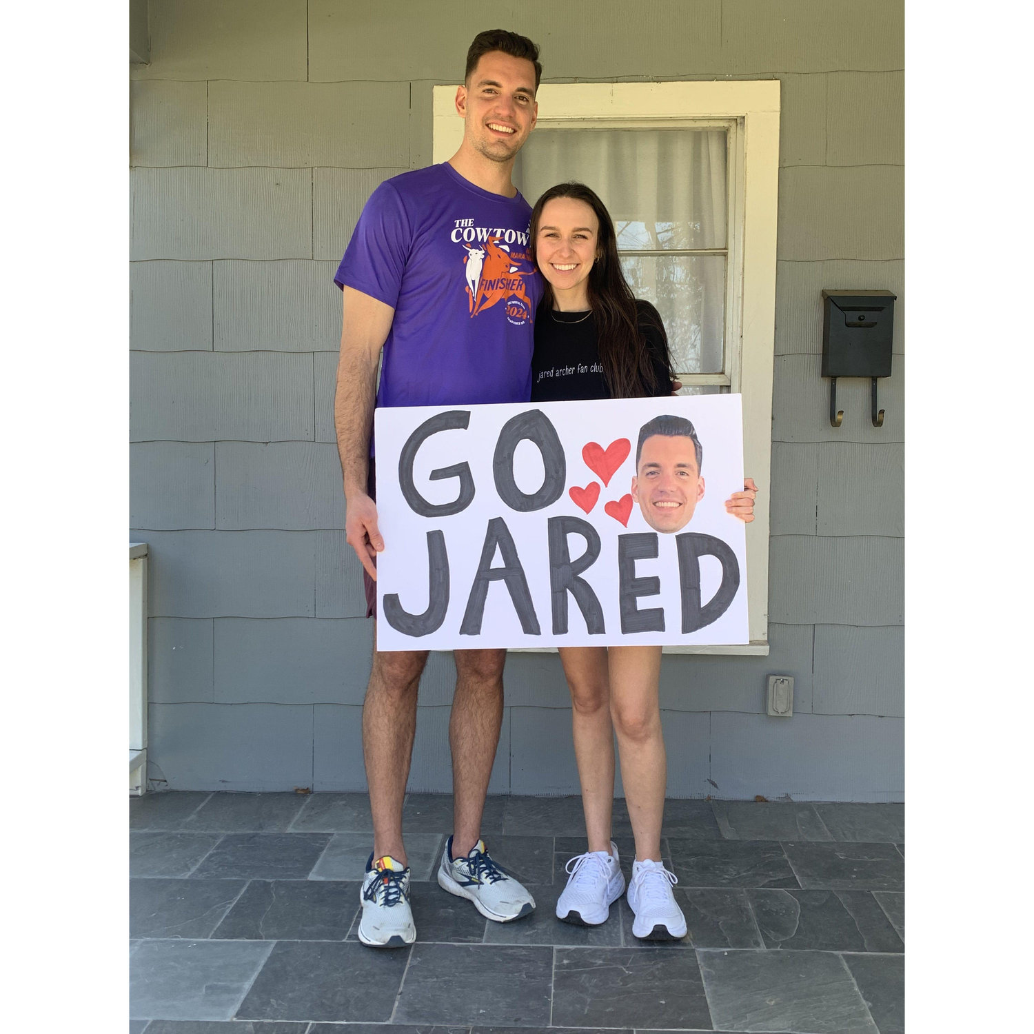 After J ran the Cowtown Half Marathon! Jared Archer fan club forever!