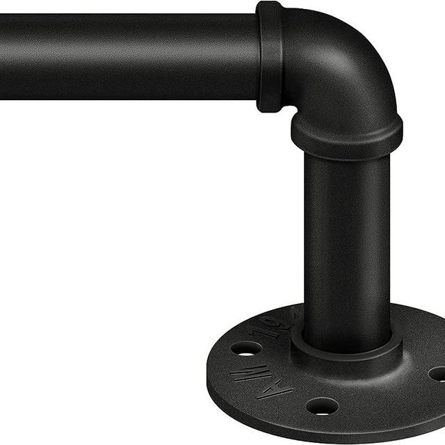 Zeerobee Curtain Rods for Windows 66 to 120, 1 Inch Industrial Curtain Rod, Wrap Around Black Curtain Rods, Indoor/Outdoor Curtain Rod, Room Divider Curtain Rod, Adjustable Curtain Rod, 66-120"