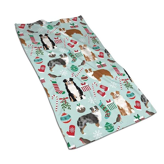 Australian Shepherd Christmas Cute Aussie Dogs Kitchen Towels ¨C 17.5X27.5in Microfiber Terry Dish Towels for Drying Dishes and Blotting Spills ¨CDish Towels for Your Kitchen Decor