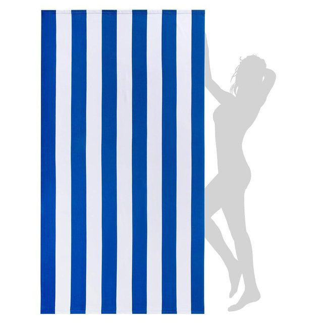 WILFA Extra Large Beach Towel - Oversized Mircofiber Beach Towel 40'' x 70'', XL Striped Lightweight Pool Towel, Big Cabana Swim Travel Towel for Adults Mens Women,Navy Blue