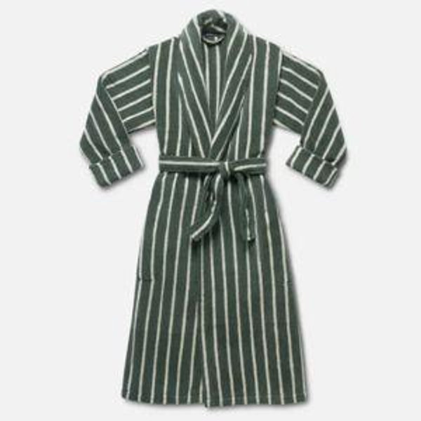 Super-Plush Robe - Striped Botanical Green Size Medium