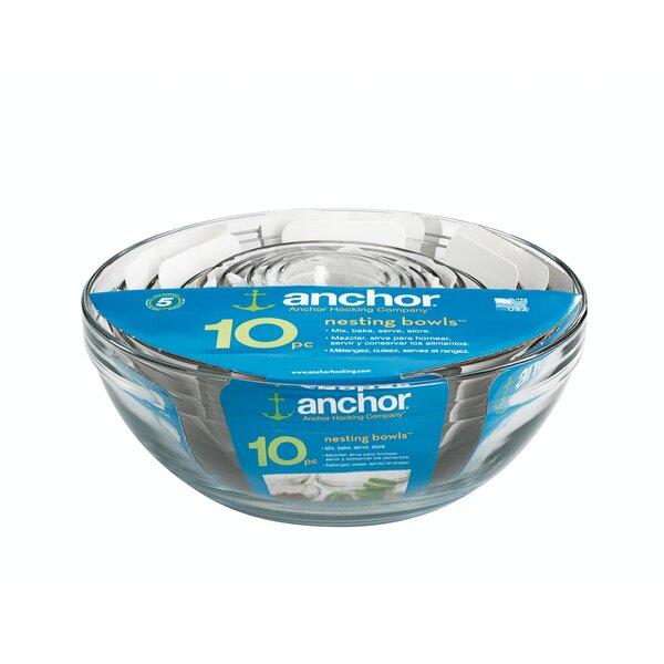 Anchor Hocking 10 Piece Glass Mixing Bowl Set
