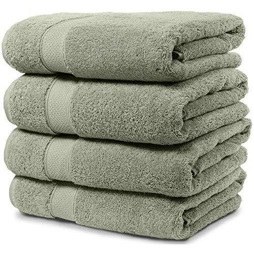 Maura 4 Piece Bath Towel Set. Extra Large 30"x56" Premium Turkish Towels. Thick, Soft, Plush and Highly Absorbent Luxury Hotel & Spa Quality Towels - Sage Green