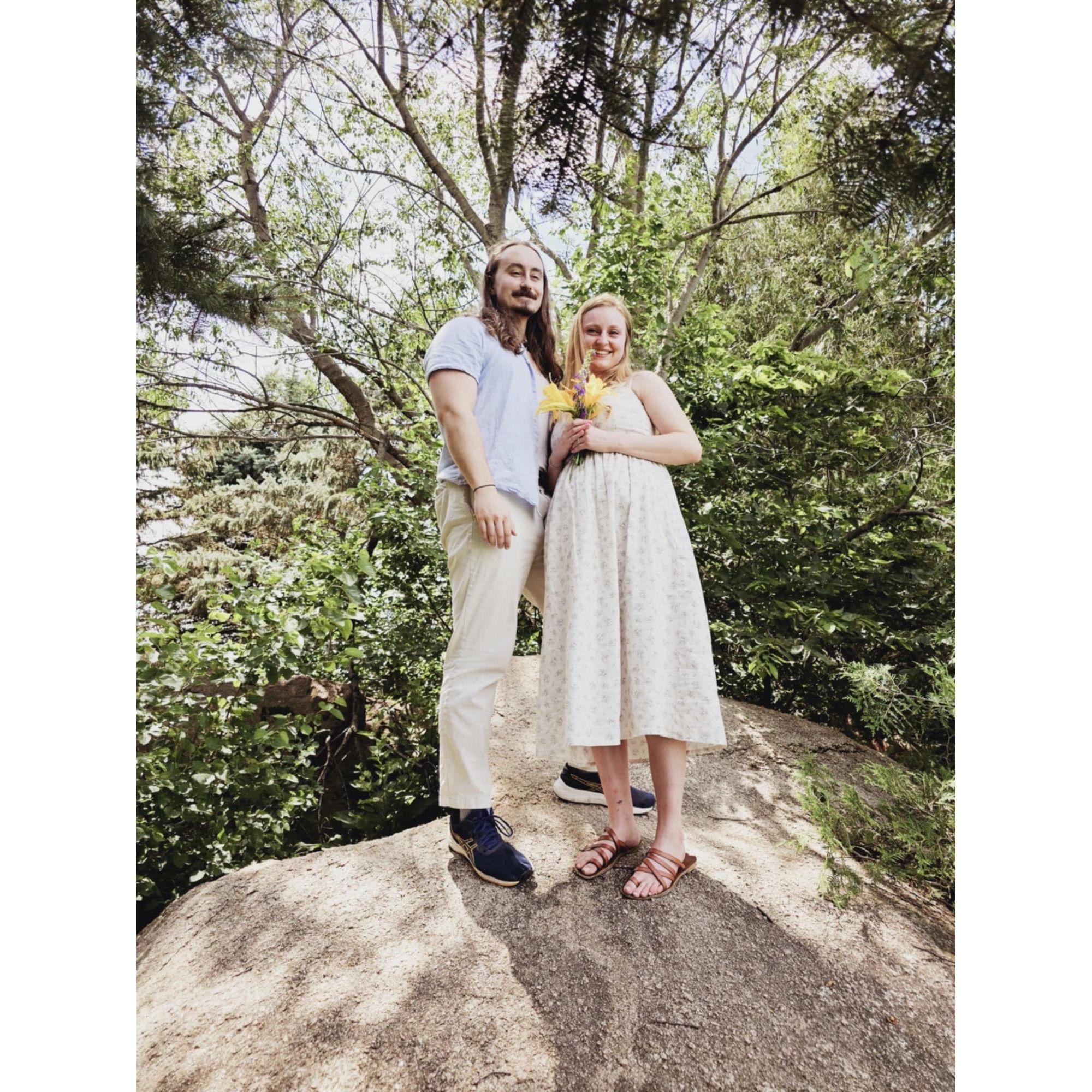 Engagement pictures on the rock