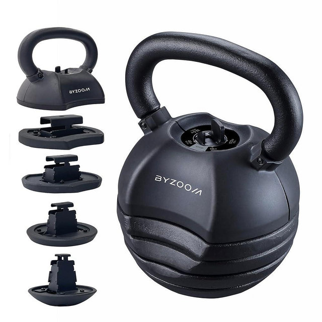 BYZOOM FITNESS Adjustable Kettlebell 30lb/40lb Weight Training Fitness Exercise Full Body Workout 5 in 1 for Home Gym Beginners Woman