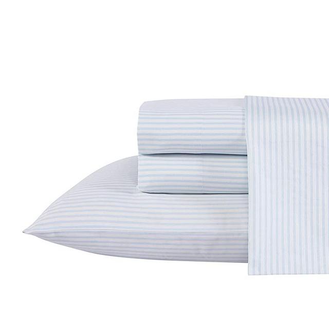 Laura Ashley Home | Sateen Collection | Sheet Set - 100% Cotton, Oeko-Tex Certified, Wrinkle-Resistant Bedding, Softer After Each Wash, Queen, Ramona Blue