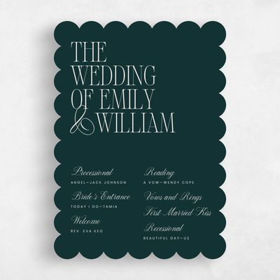Green Scalloped Wedding Program - Thisbe