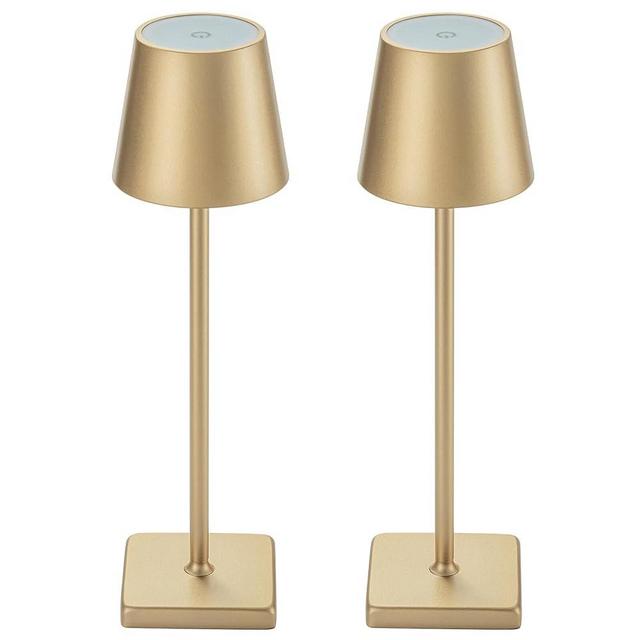 kelary 2 Pack Cordless Table Lamp Rechargeable LED Desk Lamp 5200mAh Battery Operated Stepless Dimmable Portable Table Lights for Dinner/Restaurant/Outdoor Party/Coffee Shop IP54 Waterproof Gold