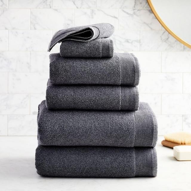 Organic Luxe Fibrosoft Towel, Set of 6, Gray Dusk Melange
