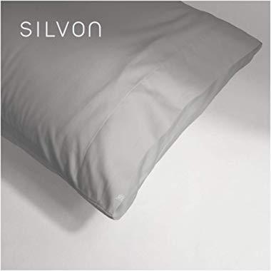 Silvon Anti-Acne Pillowcase Woven with Pure Silver | Antimicrobial, Silk-Soft | Standard, Silver