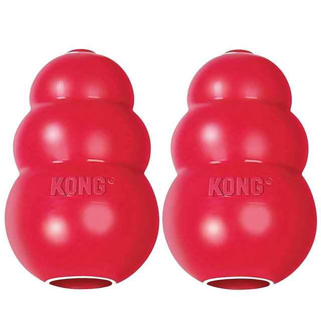 KONG Classic Stuffable Dog Toy - Fetch & Chew Toy for Dogs - Treat-Filling Capabilities & Erratic Bounce for Extended Play Time - Durable Natural Rubber Material - for Large Dogs (Pack of 2)