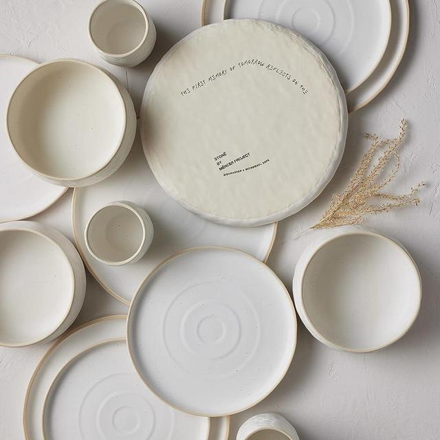 Stone by Mercer Project SHOSAI Stoneware 16-Piece Dinnerware Set, White Speckled
