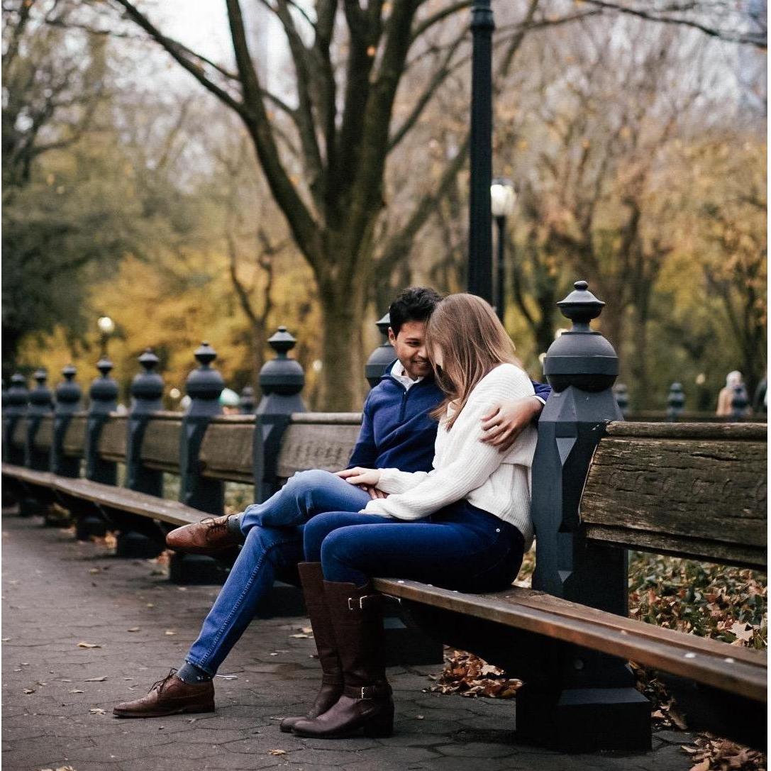 Engagement photo in Central Park, November 2019