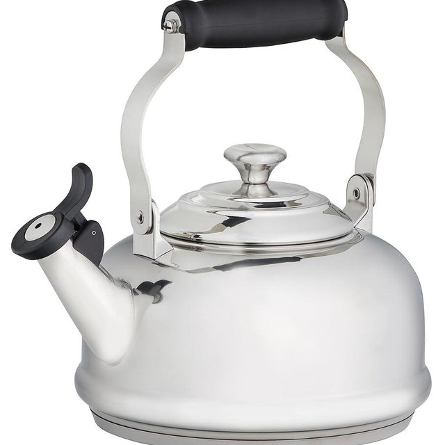 Le Creuset Whistling Tea Kettle with Metal Finishes, 1.2 qt., Stainless Steel