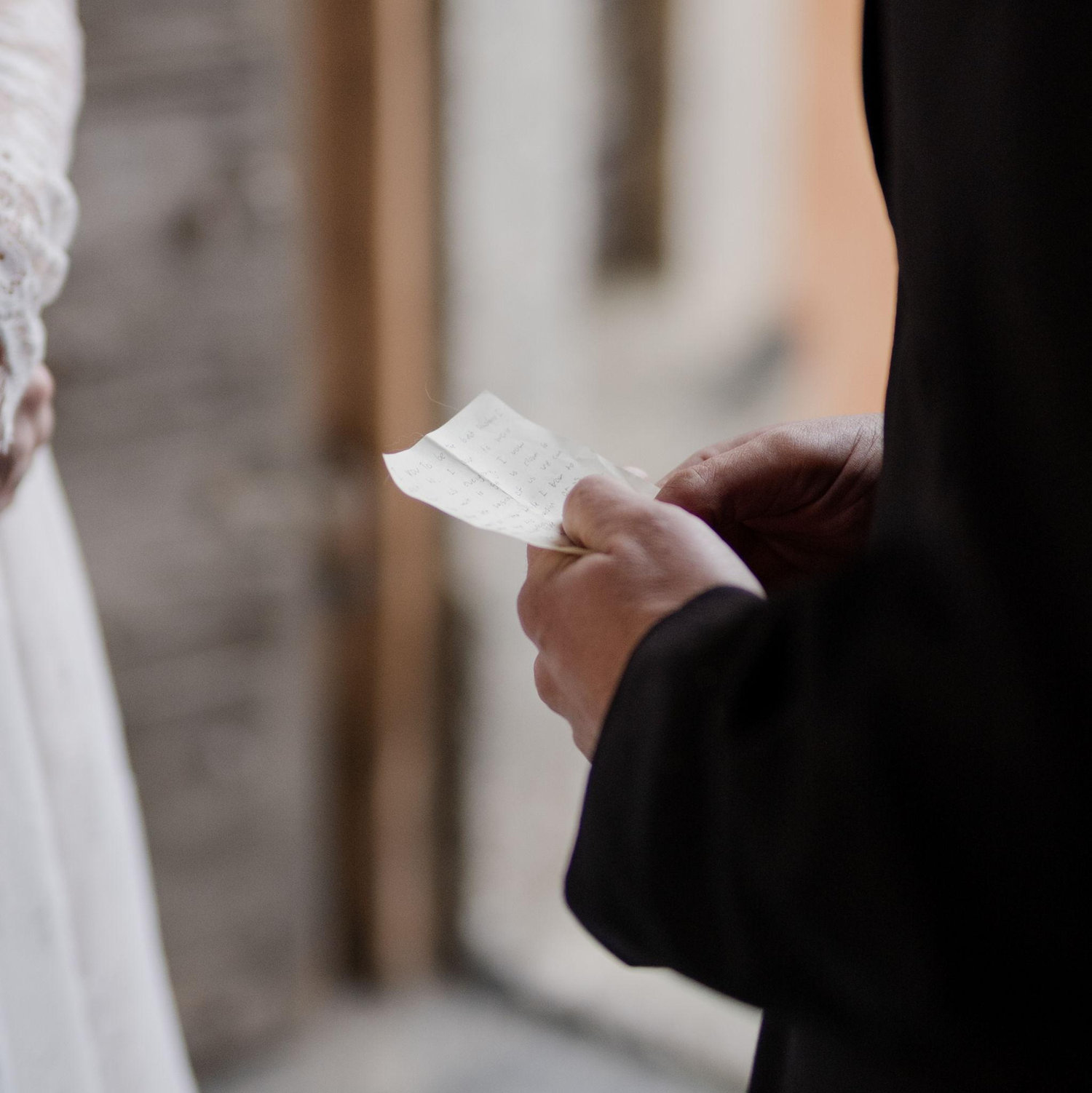 Logan reading his vows.