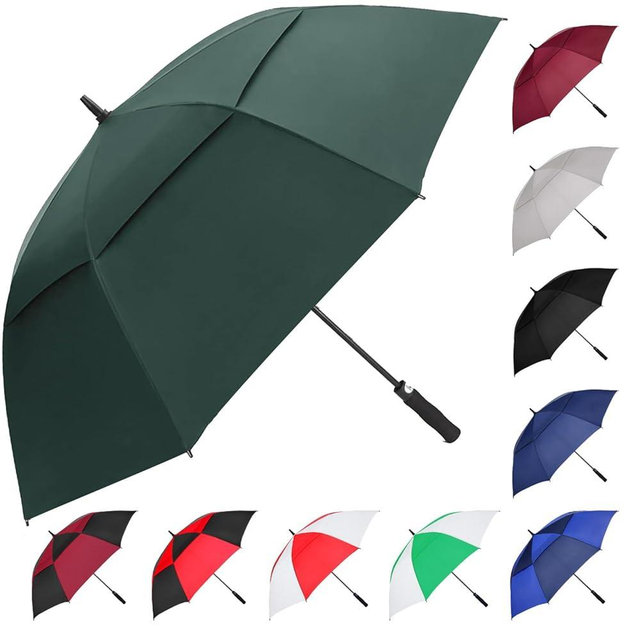 MRTLLOA Extra Large Golf Umbrella, 54/62/68/72 Inch Automatic Open, Oversize Double Canopy Vented Windproof Waterproof Sports Stick Umbrellas for Rain