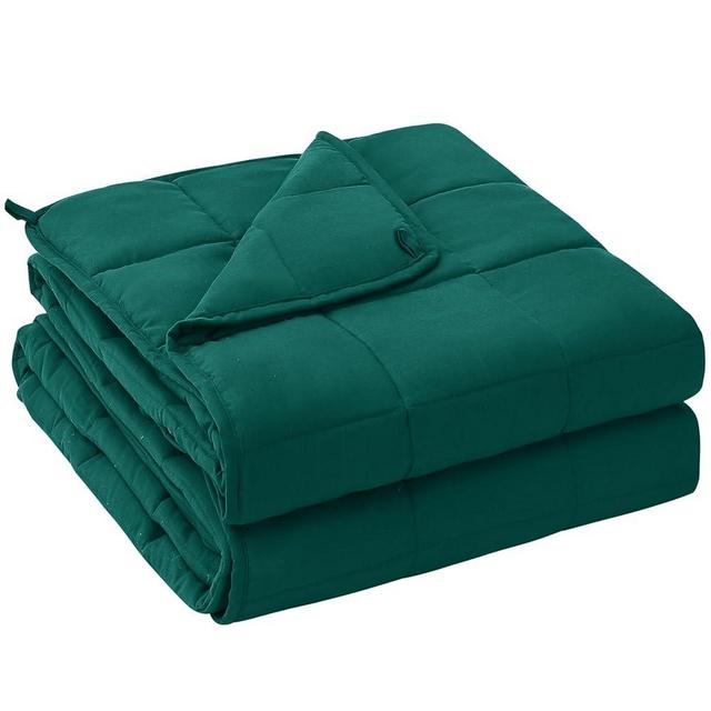 yescool Weighted Blanket for Adults (25 lbs, 60" x 80", Dark Green) Cooling Heavy Blanket for Sleeping Perfect for 240-260 lbs, Queen Size Breathable Blanket with Premium Glass Bead, Machine Washable