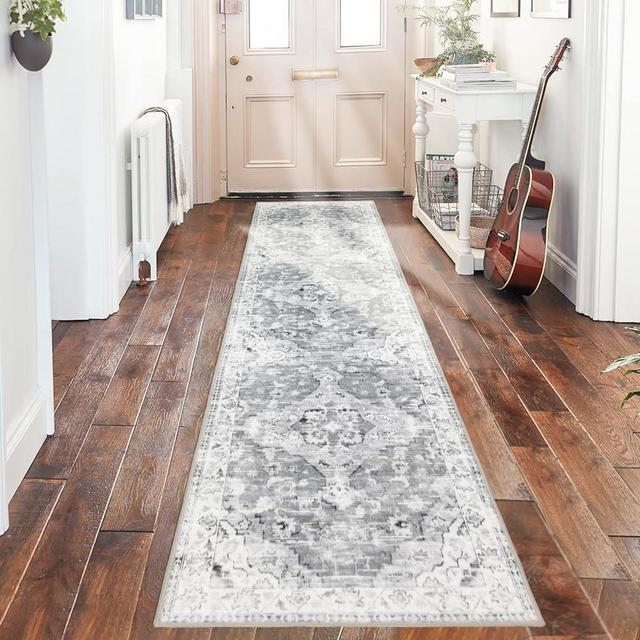 Lbris Washable Runner Rug,2'x10',for Hallway Laundry Room Kitchen Entryway Bathroom,Non Slip Rug Runners with Rubber Backing,Non Skid Stain-Resistant Non Shedding Durable Runners(Vintage)