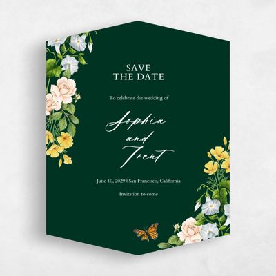 Green Diamond Wedding Save the Date - Eterno Portrait
