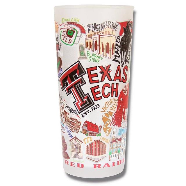 Catstudio Drinking Glass, Texas Tech University Glass Cup for Kitchen, 15oz Dishwasher Safe Tumbler for TTU Alumni