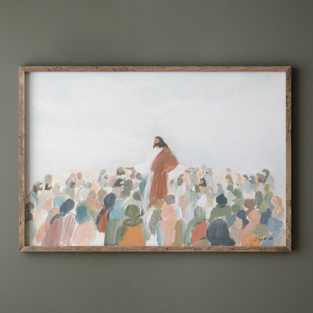 JESUS sermon scene art SCRIPTURE wall art BIBLE art Impressionist modern Christian art Christian wall art religious art contemporary worship