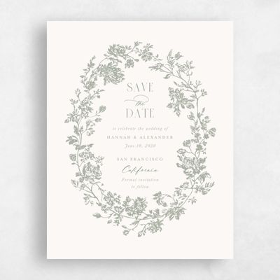 Green Fall Wedding Save the Date - Treviso Portrait