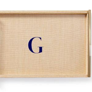 Gold Handle Raffia Tray
