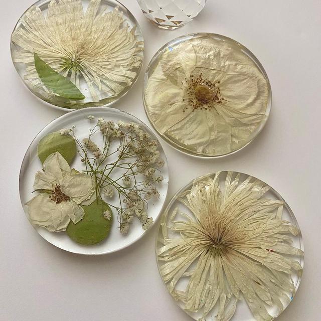 Bridal Bouquet Preservation - Pressed Floral Coasters, Set of 8