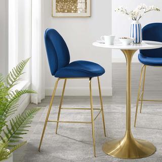 Scoop Leg Velvet Bar Stool